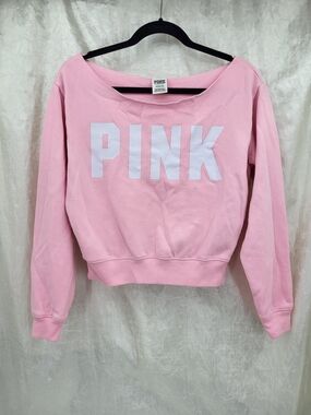 PINK Victoria's Secret Cropped Boatneck Sweatshirt   Size Small